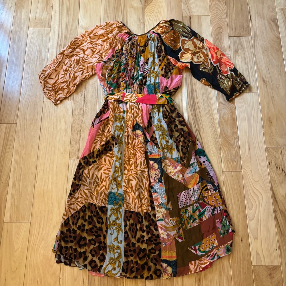 Anthropologie Geisha Designs Collage Boho Patterned Midi Dress - Picture 8 of 14